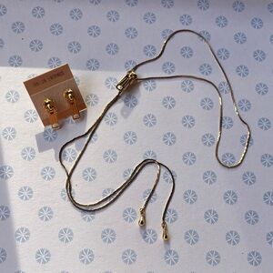 Vintage Made In Korea Gold Zipper Slide Bolo Chain Lariat Necklace